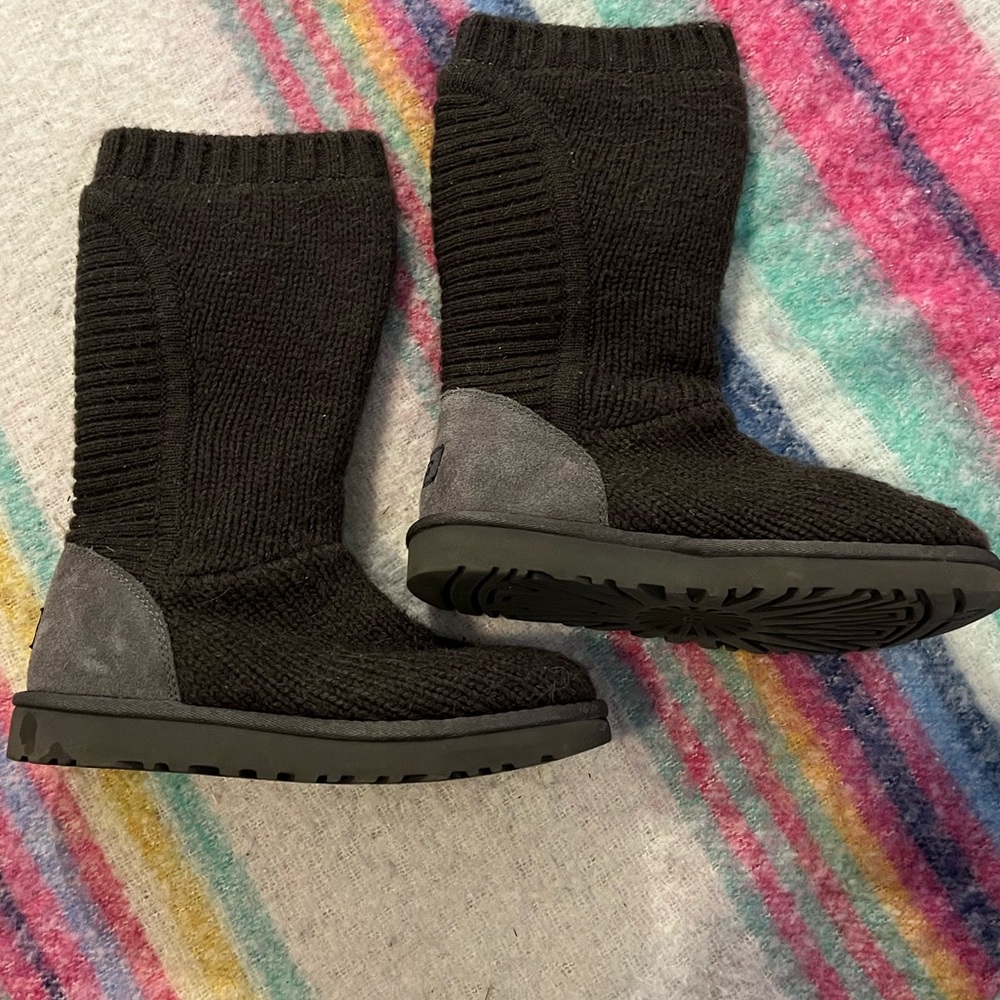 UGG Black and Gray Knit Boots